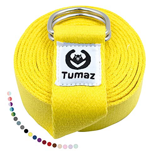 Tumaz Yoga Strap/Stretch Bands Multi-Colors Fitness with Sturdy D-Ring Loop & Extra Thick Soft Polyester Cotton Physical Therapy Pilates Economy Shipping for Stretching Yoga